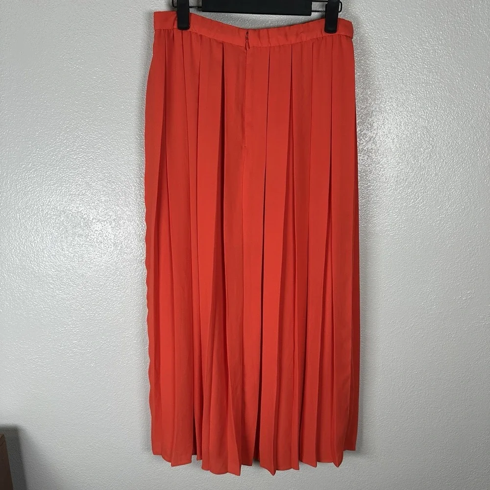 J.‎ Crew Vibrant Orange Wide Pleated Long Midi Skirt Womens Size 6 Summer